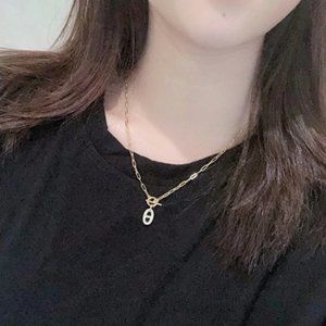 Temperament simple inlaid diamond pig nose necklace